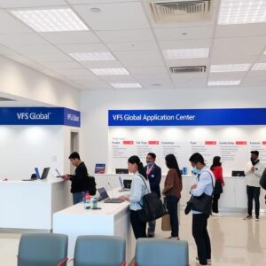 VFS Global center with students submitting France student visa applications
